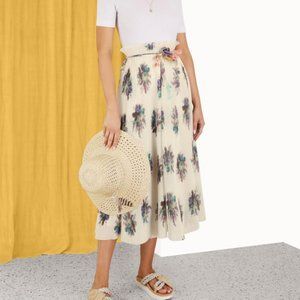 Brand New Zimmerman Pleated Midi Skirt, IVORY BOUQUET FLORAL, Size US 4